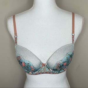 Victoria's Secret Floral Lace Bra - Blue and Pink